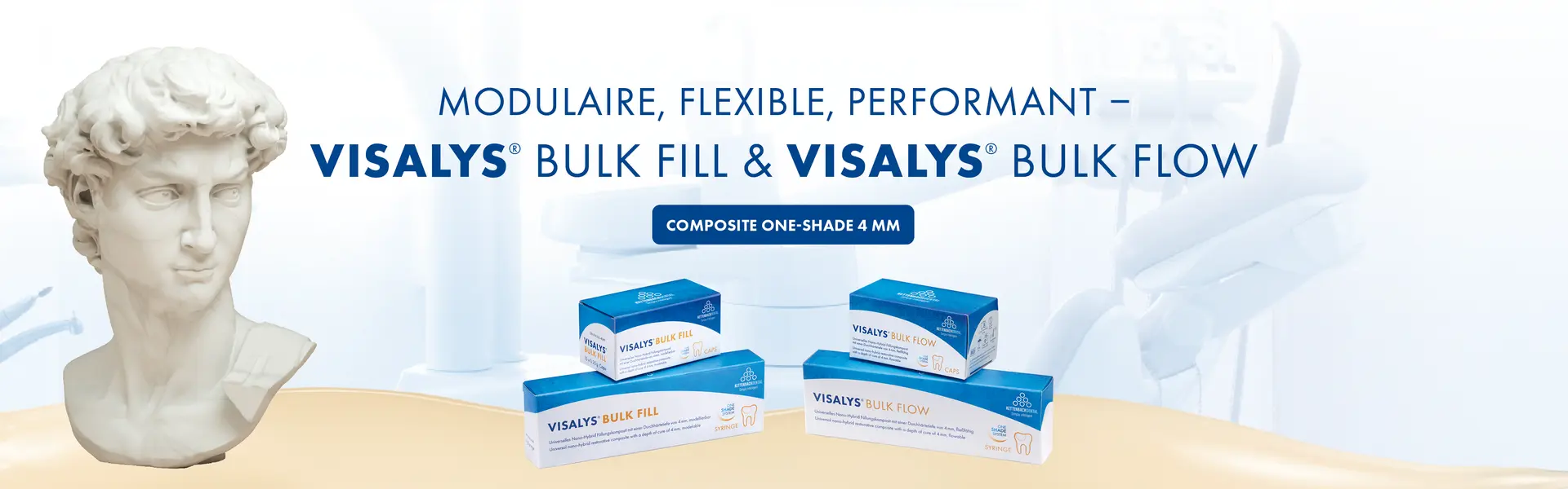 Modulaire, flexible, perfomant : VISALYS BULK FILL & VISALYS BULK FLOW, composite one-shade 4 mm