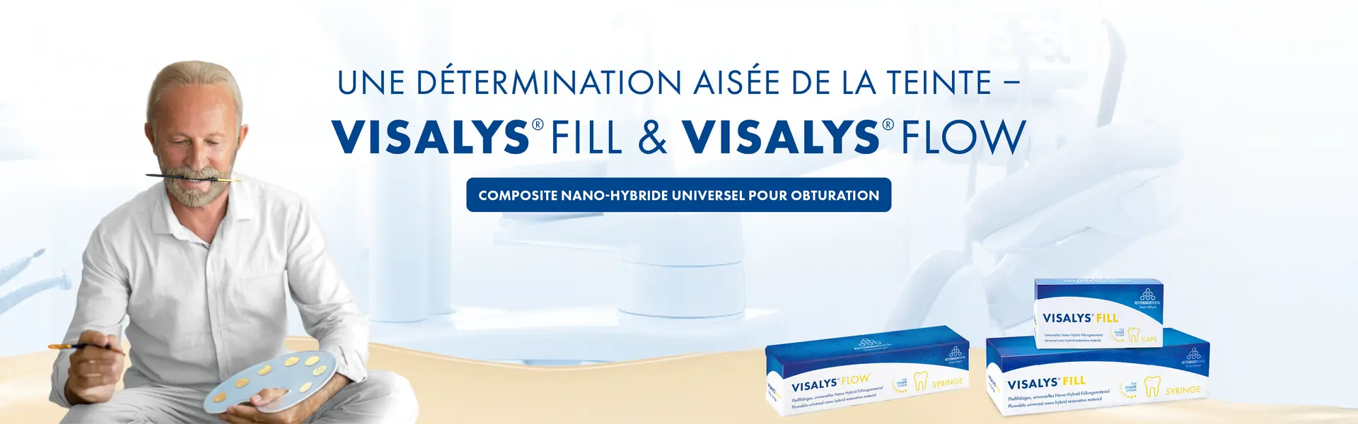 Une détermination aisée de la teinte : VISALYS FILL & VISALYS FLOW, composite nano-hybride universel pur obturation